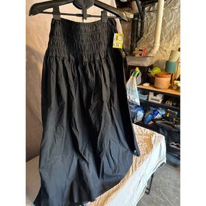 ON 34th Black Cotton Poplin Midi Skirt – Gathered Waist Size M  NWT